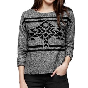 GAP Gray and Black Knit Sweater Geometric Design Boyfriend Fit Size M